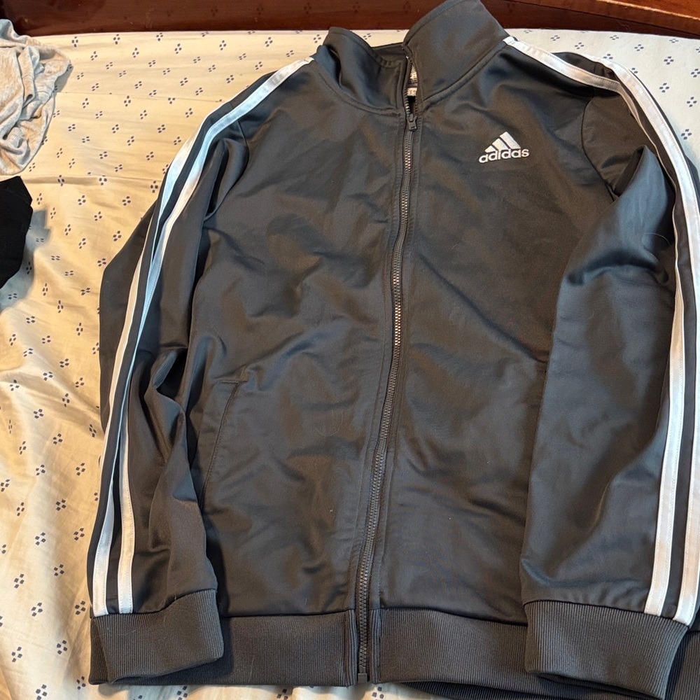 Adidas Charcoal Jacket with White Accents